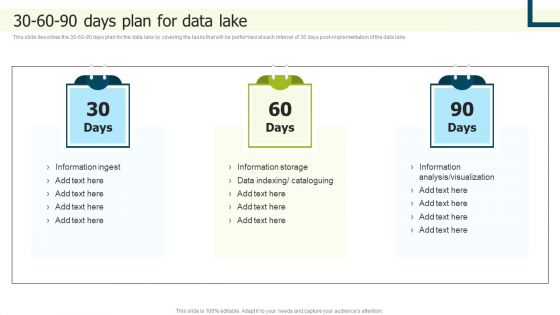 30 60 90 Days Plan For Data Lake Implementation Ppt PowerPoint Presentation File Shapes PDF