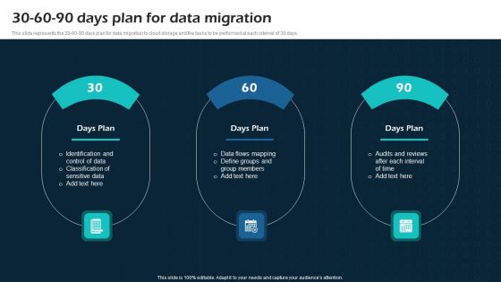 30 60 90 Days Plan For Data Migration Virtual Cloud Network IT Ppt Portfolio Show PDF