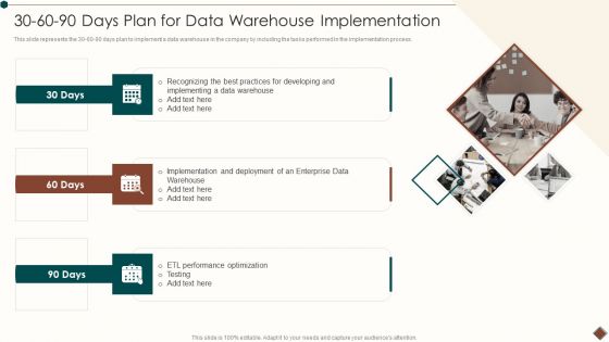30 60 90 Days Plan For Data Warehouse Implementation Portrait PDF