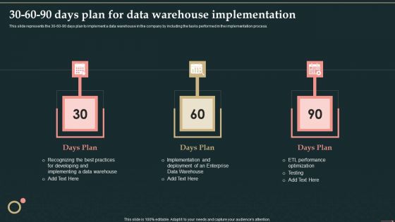 30 60 90 Days Plan For Data Warehouse Implementation Structure PDF