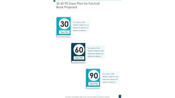 30 60 90 Days Plan For Factual Book Proposal One Pager Sample Example Document 30 60 90 Days Plan For Factual Book Proposal One Pager Sample Example Document