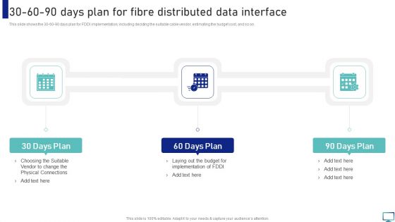 30 60 90 Days Plan For Fibre Distributed Data Interface Diagrams PDF