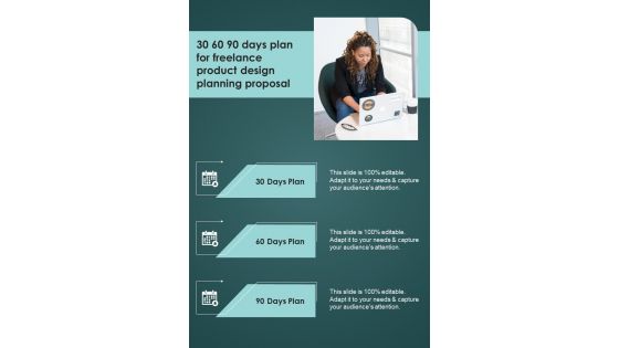 30 60 90 Days Plan For Freelance Product Design Planning Proposal One Pager Sample Example Document