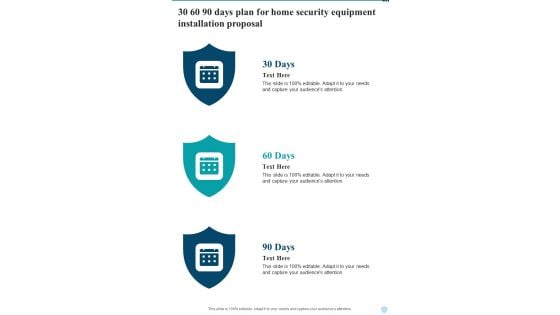 30 60 90 Days Plan For Home Security Equipment Installation One Pager Sample Example Document 30 60 90 Days Plan For Home Security Equipment Installation One Pager Sample Example Document