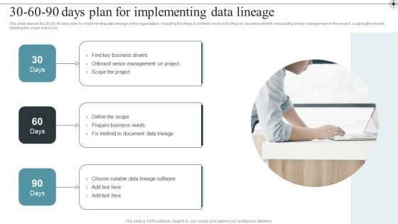 30 60 90 Days Plan For Implementing Data Lineage Themes PDF