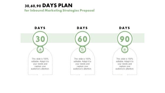 30 60 90 Days Plan For Inbound Marketing Strategies Proposal Ppt PowerPoint Presentation Layouts Examples