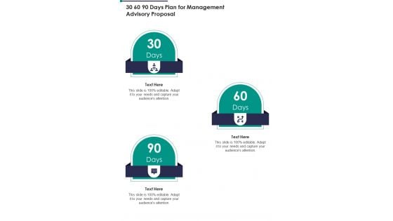 30 60 90 Days Plan For Management Advisory Proposal One Pager Sample Example Document 30 60 90 Days Plan For Management Advisory Proposal One Pager Sample Example Document