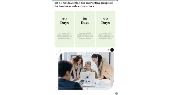 30 60 90 Days Plan For Marketing Proposal For Business Sales Executives One Pager Sample Example Document 30 60 90 Days Plan For Marketing Proposal For Business Sales Executives One Pager Sample Example Document