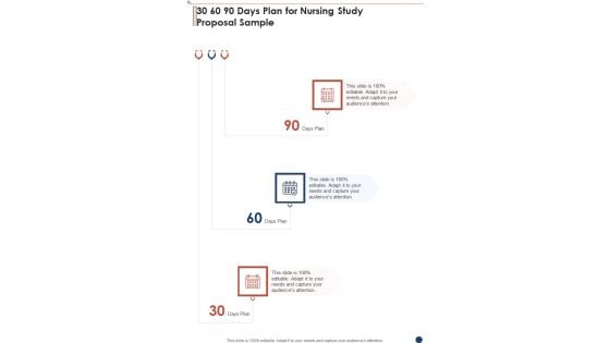 30 60 90 Days Plan For Nursing Study Proposal Sample One Pager Sample Example Document