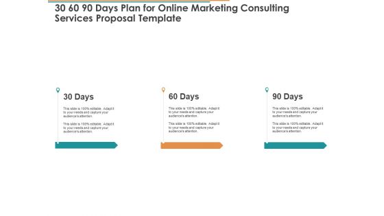 30 60 90 Days Plan For Online Marketing Consulting Services Proposal Template Ppt Summary Icons PDF