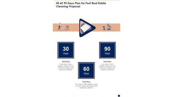 30 60 90 Days Plan For Post Real Estate Cleaning Proposal One Pager Sample Example Document 30 60 90 Days Plan For Post Real Estate Cleaning Proposal One Pager Sample Example Document