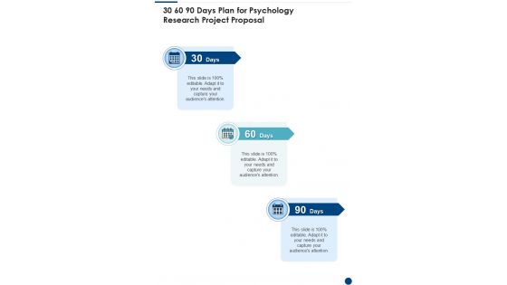 30 60 90 Days Plan For Psychology Research Project Proposal One Pager Sample Example Document