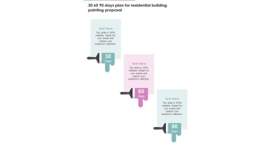 30 60 90 Days Plan For Residential Building Painting Proposal One Pager Sample Example Document