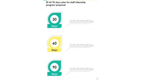 30 60 90 Days Plan For Staff Internship Program Proposal One Pager Sample Example Document 30 60 90 Days Plan For Staff Internship Program Proposal One Pager Sample Example Document