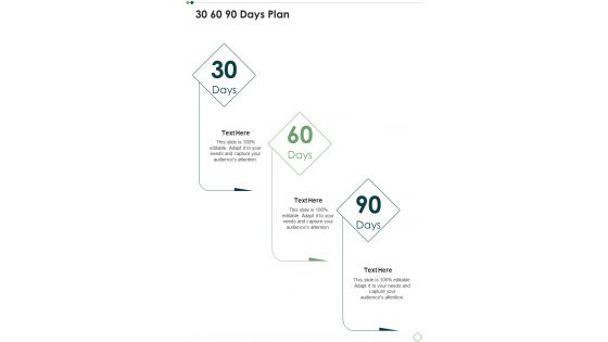 30 60 90 Days Plan Project Development Planning Proposal Template One Pager Sample Example Document