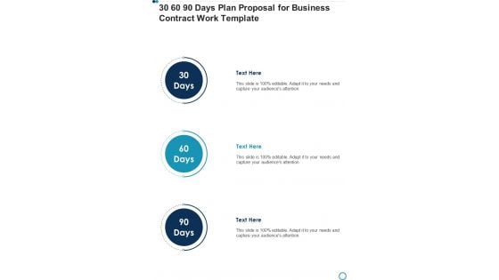 30 60 90 Days Plan Proposal For Business Contract Work Template One Pager Sample Example Document