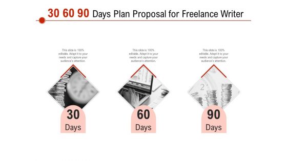 30 60 90 Days Plan Proposal For Freelance Writer Ppt PowerPoint Presentation Summary Diagrams PDF