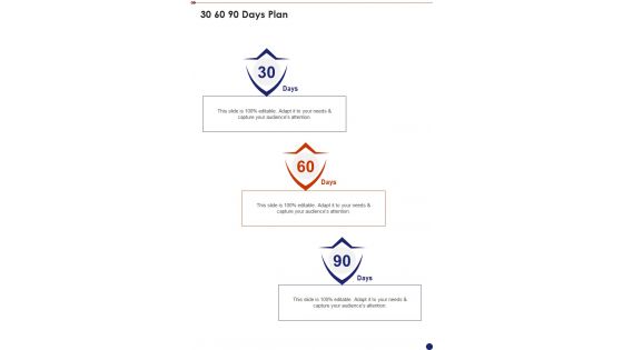 30 60 90 Days Plan Security And Safety System Proposal One Pager Sample Example Document