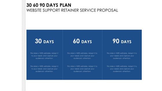 30 60 90 Days Plan Website Support Retainer Service Proposal Ppt PowerPoint Presentation Portfolio Sample