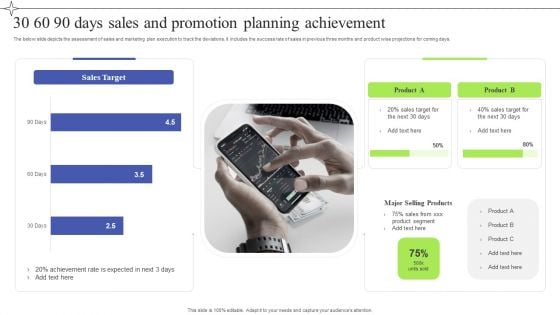 30 60 90 Days Sales And Promotion Planning Achievement Infographics PDF