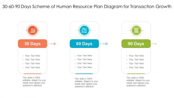 30 60 90 Days Scheme Of Human Resource Plan Diagram For Transaction Growth Infographics PDF