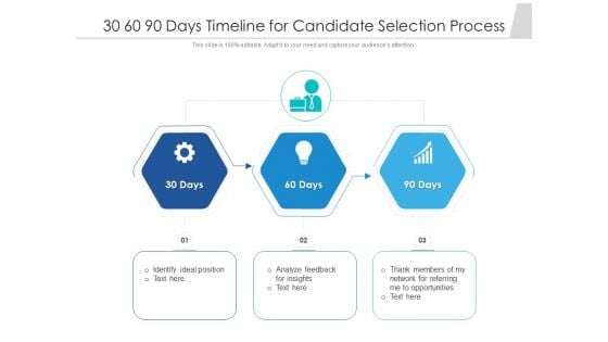 30 60 90 Days Timeline For Candidate Selection Process Ppt PowerPoint Presentation Icon Inspiration PDF