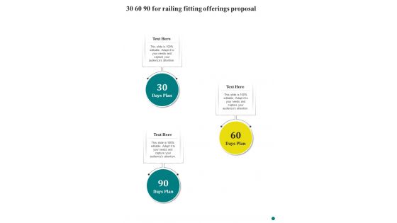 30 60 90 For Railing Fitting Offerings Proposal One Pager Sample Example Document