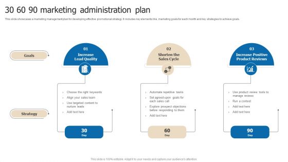 30 60 90 Marketing Administration Plan Topics PDF