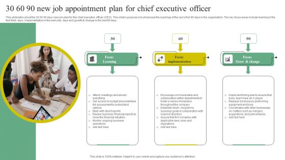 30 60 90 New Job Appointment Plan For Chief Executive Officer Introduction PDF