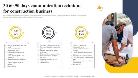 30 60 90 Days Communication Technique For Construction Business Structure Pdf