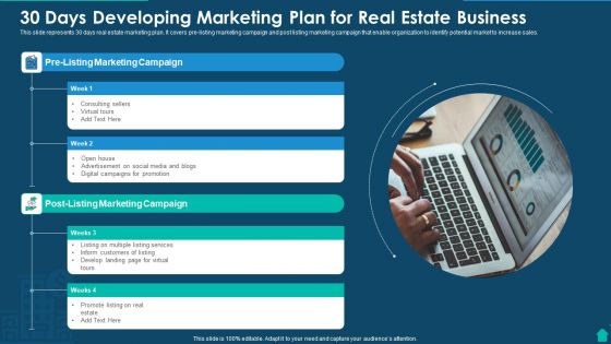 30 Days Developing Marketing Plan For Real Estate Business Themes PDF