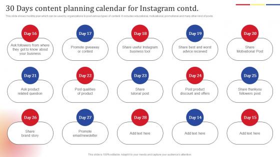 30 Days Content Planning Social Media Platform Advertising To Enhance Brand Awareness Ideas Pdf
