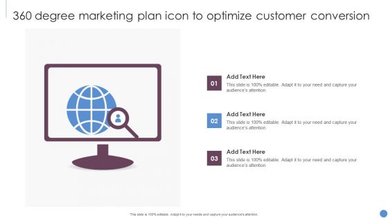 360 Degree Marketing Plan Icon To Optimize Customer Conversion Diagrams PDF