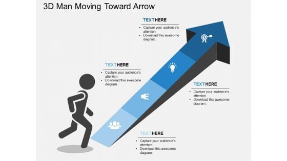 3D Man Moving Toward Arrow Powerpoint Template