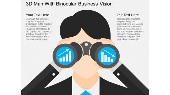 3D Man With Binocular Business Vision Powerpoint Template