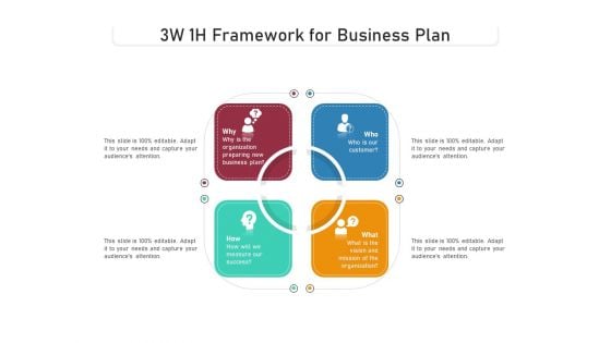 3W 1H Framework For Business Plan Ppt PowerPoint Presentation Inspiration Infographics PDF