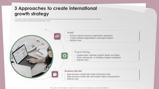 3 Approaches To Create International Growth Strategy Ppt File Graphics Example PDF