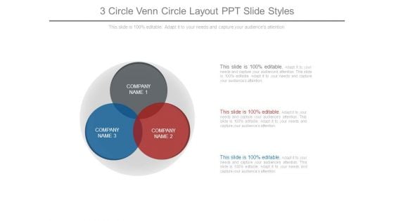 3 Circle Venn Circle Layout Ppt Slide Styles