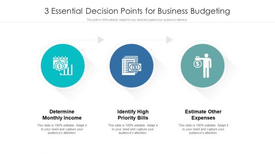 3 Essential Decision Points For Business Budgeting Ppt PowerPoint Presentation File Vector PDF