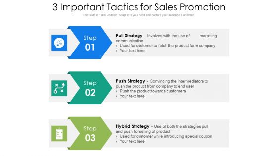 3 Important Tactics For Sales Promotion Ppt PowerPoint Presentation File Examples PDF