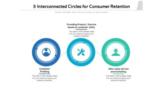 3 Interconnected Circles For Consumer Retention Ppt PowerPoint Presentation Model Icon PDF