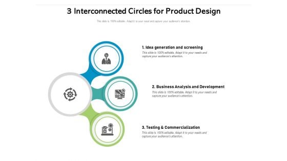 3 Interconnected Circles For Product Design Ppt PowerPoint Presentation Inspiration Example PDF