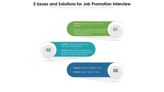 3 Issues And Solutions For Job Promotion Interview Ppt PowerPoint Presentation Gallery Design Ideas PDF