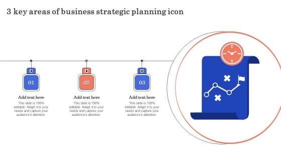 3 Key Areas Of Business Strategic Planning Icon Demonstration PDF