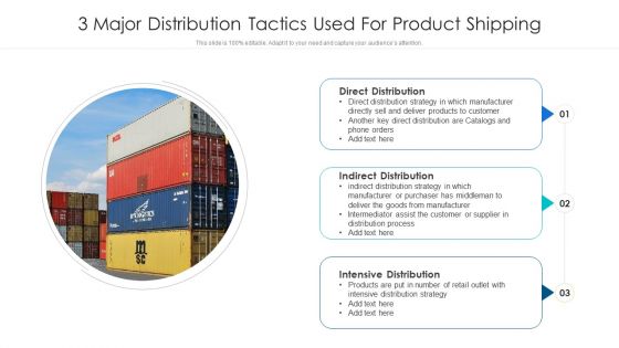 3 Major Distribution Tactics Used For Product Shipping Ppt File Graphics Example PDF