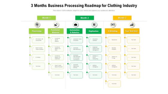 3 Months Business Processing Roadmap For Clothing Industry Ideas