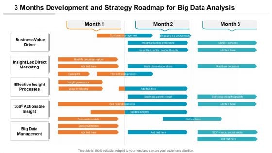 3 Months Development And Strategy Roadmap For Big Data Analysis Background