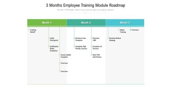 3 Months Employee Training Module Roadmap Slides