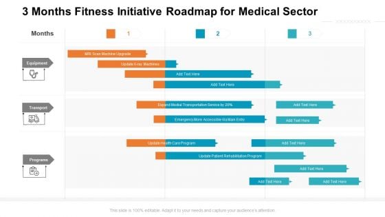 3 Months Fitness Initiative Roadmap For Medical Sector Topics