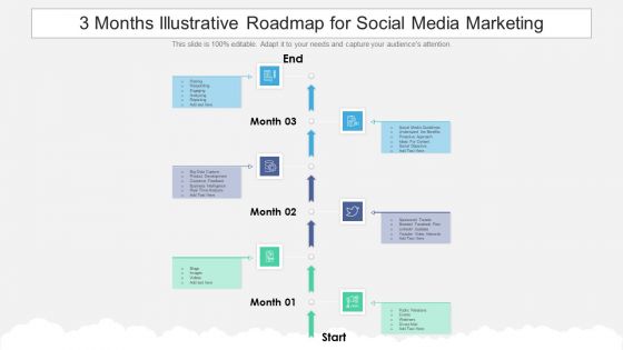 3 Months Illustrative Roadmap For Social Media Marketing Background